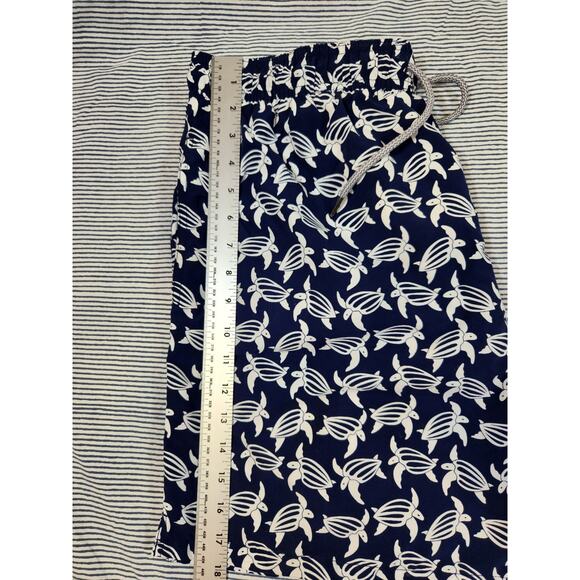 Tom And Teddy $100 XL Navy Blue White Turtle Elastic Waist Swim Trunk With Liner - Picture 11 of 14